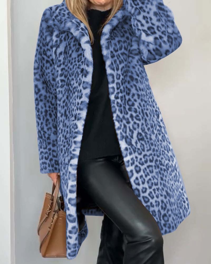 Leia | Lange, weiche Jacke im Leopardenmuster