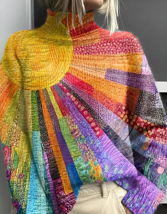 Ada | Farbenfroher, fröhlicher Hochkragenpullover