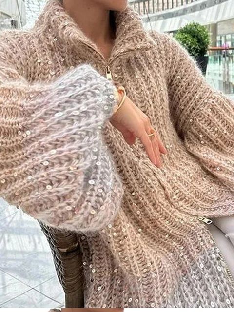 Angelina | Stilvoller Strickpullover mit funkelndem Glitzer